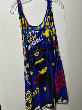 DC Comics Blue Batgirl Comic-Print Sleep Dress with Yellow Accents